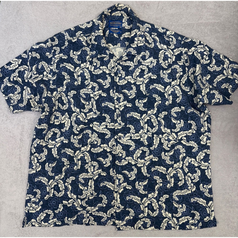 Pendleton Floral Hawaiian Biscayne Rayon Shirt XXL loop collar thick material